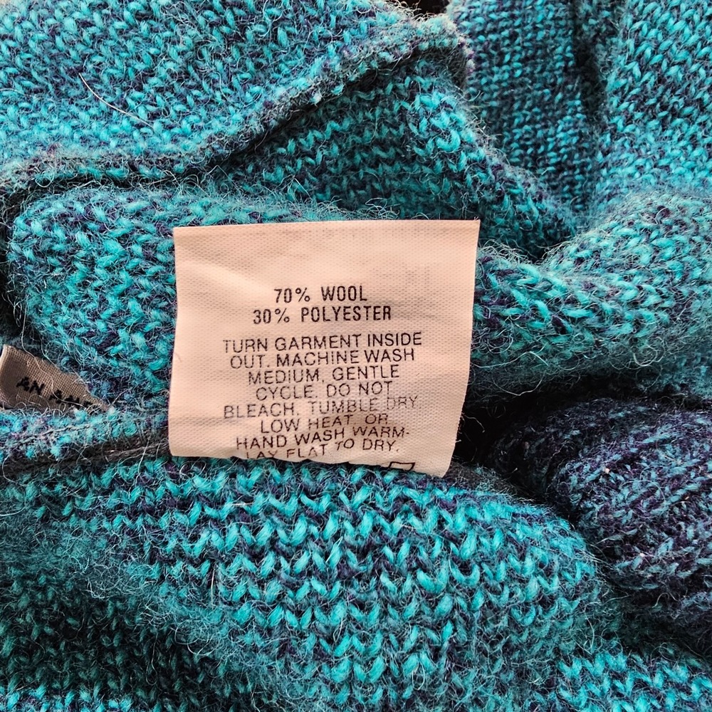 Vintage Men's Robert Bruce Wool Blend Sweater Size XL Teal Blue‎ Union Label USA - Picture 6 of 8